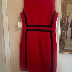 Calvin Klein Red Black Sheath Mini Dress